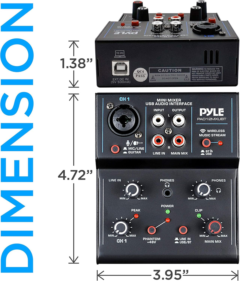 2-Channel Bluetooth DJ Controller Sound Mixer with USB Audio Interface X60743