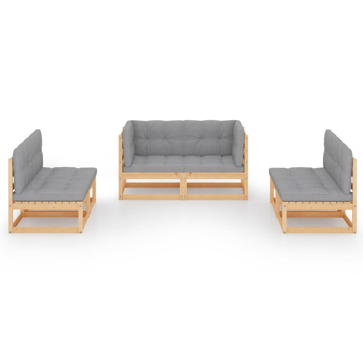 6 Piece Gray Cushioned Pinewood Sectional Sofa Set N902789