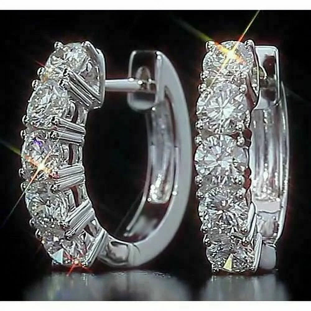 14K White Gold Hoop Earring with Lab Grown Diamond F212485