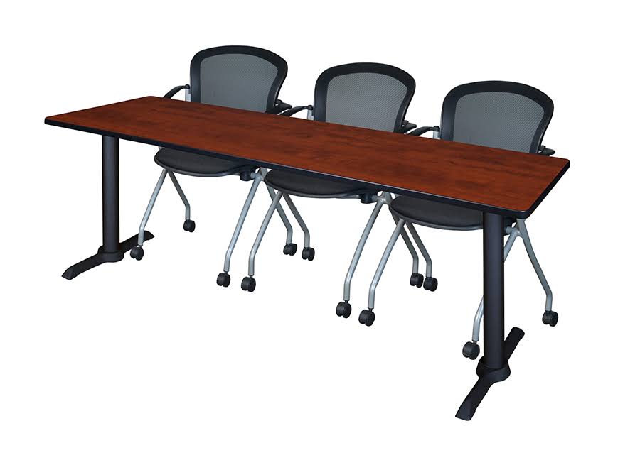 Beige Training Table with 2 Black Nesting Chairs H14874