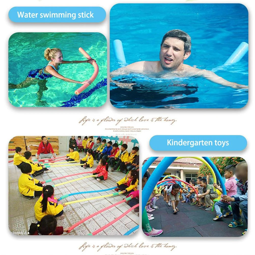 2 Pcs 59 Inch Hollow Foam Pool Noodles With 2 Connectors H98775