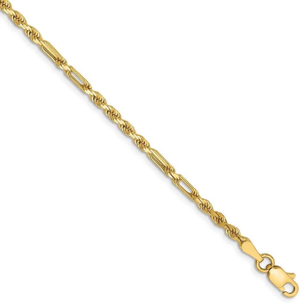 14kt Yellow Gold Diamond Cut Milano Rope Chain Bracelet 7 inch Q473560