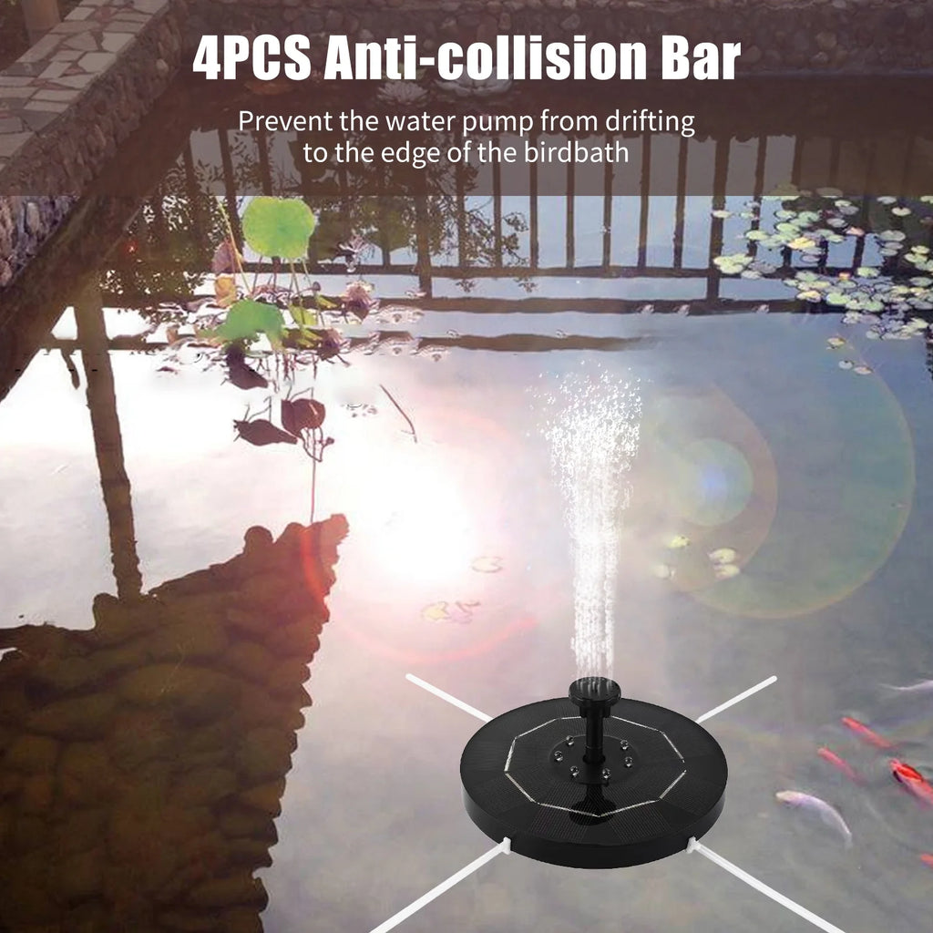 Solar Fountain Pump with Colorful Gradient Light 1800mAh Battery 6 Nozzles W676382