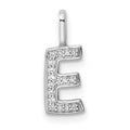 14k White Gold Diamond Letter E Initial Pendant Necklace I374675