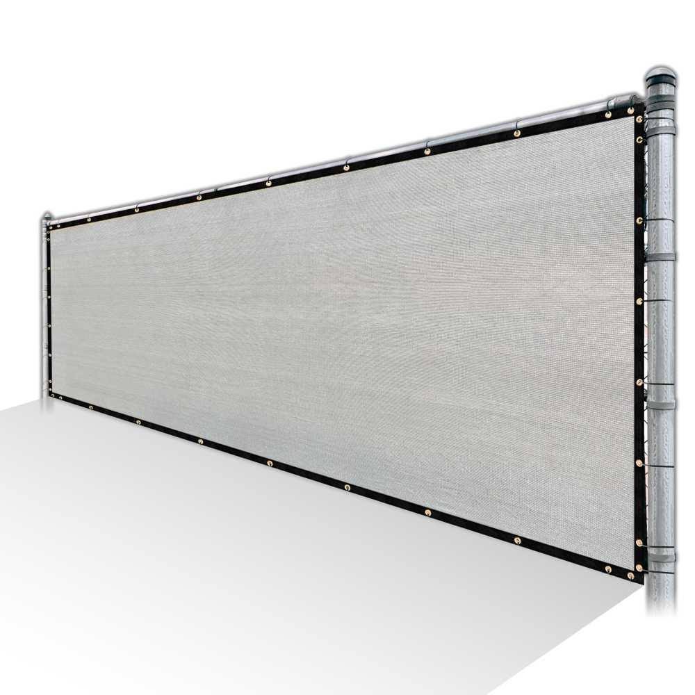 Grey Privacy Fence Screen HDPE Mesh Windscreen with Reinforced Grommets W169084