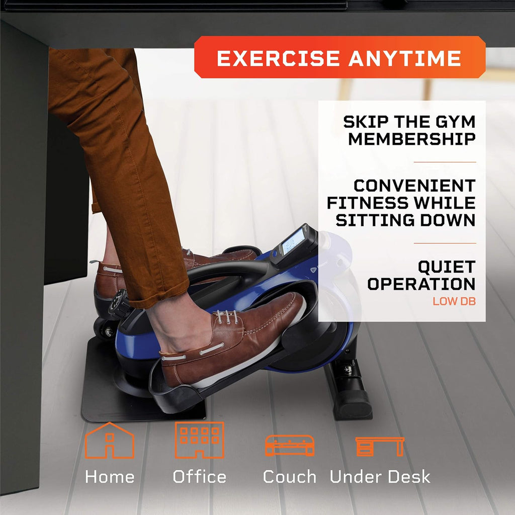 Blue Under Desk Elliptical Trainer with Adjustable Resistance V356539