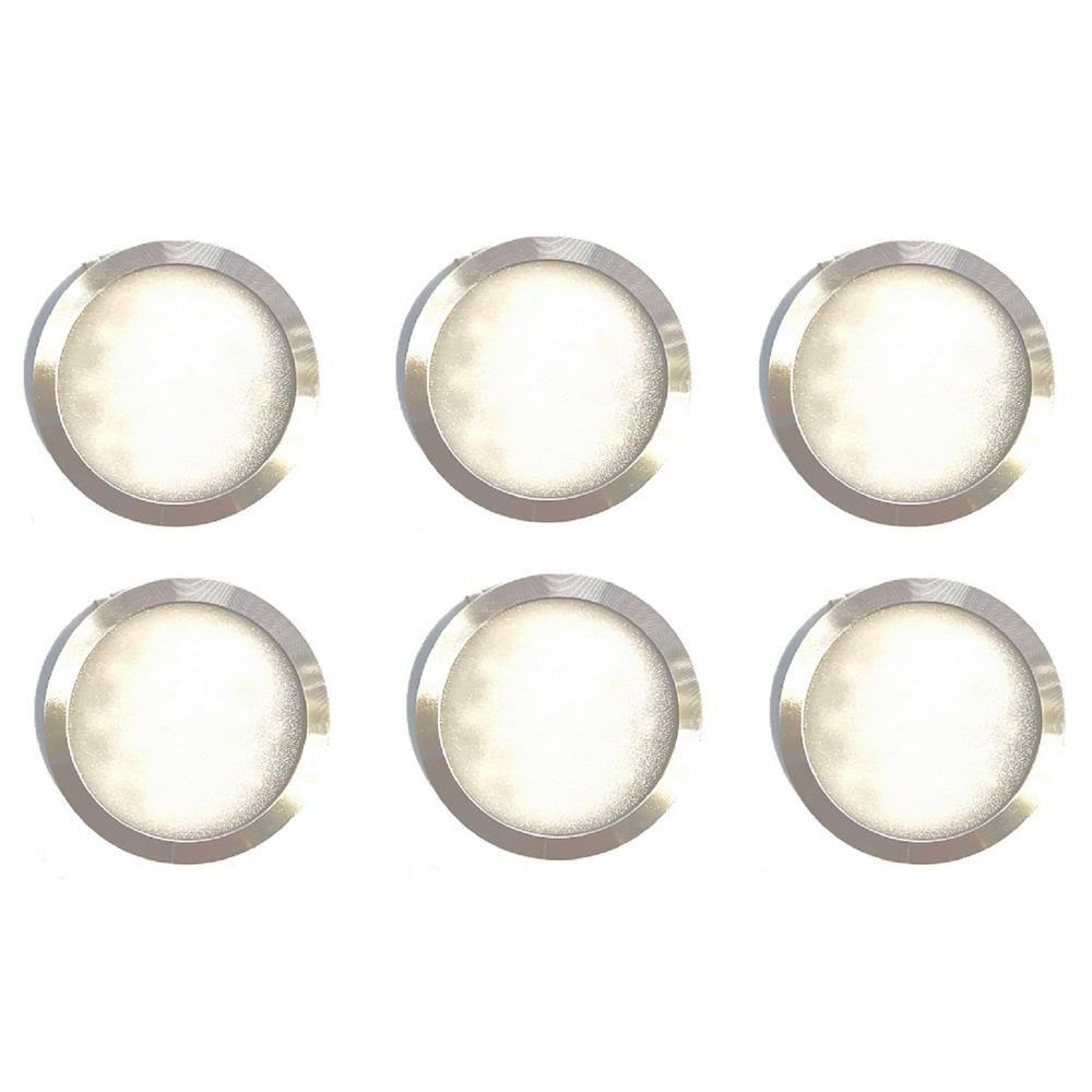 6 Pack Dimmable Hardwired Under Cabinet LED Puck Light Kit 3000K Soft White Silver X911