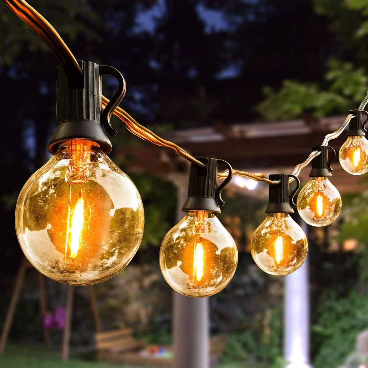 100ft 62 Dimmable G40 LED Clear Bulbs Waterproof Globe String Lights G817
