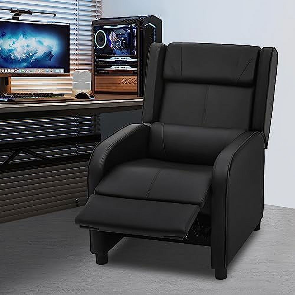 Black PU Leather Gaming Recliner Chair with Adjustable Back and Footrest B382308