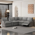 Grey Power Recliner Corner Sofa Sectional with Storage Box, Cup Holders, USB Ports and Power Socket R123174