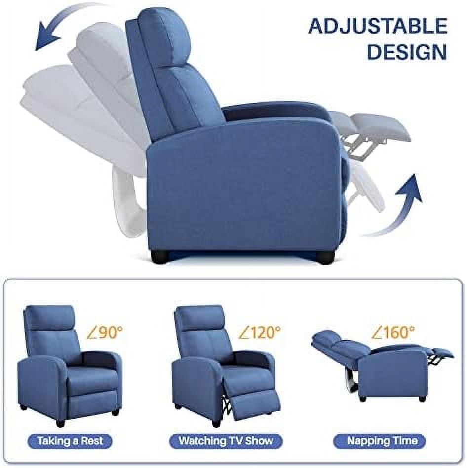 Light Blue Fabric Recliner Chair with Pocket Spring P834