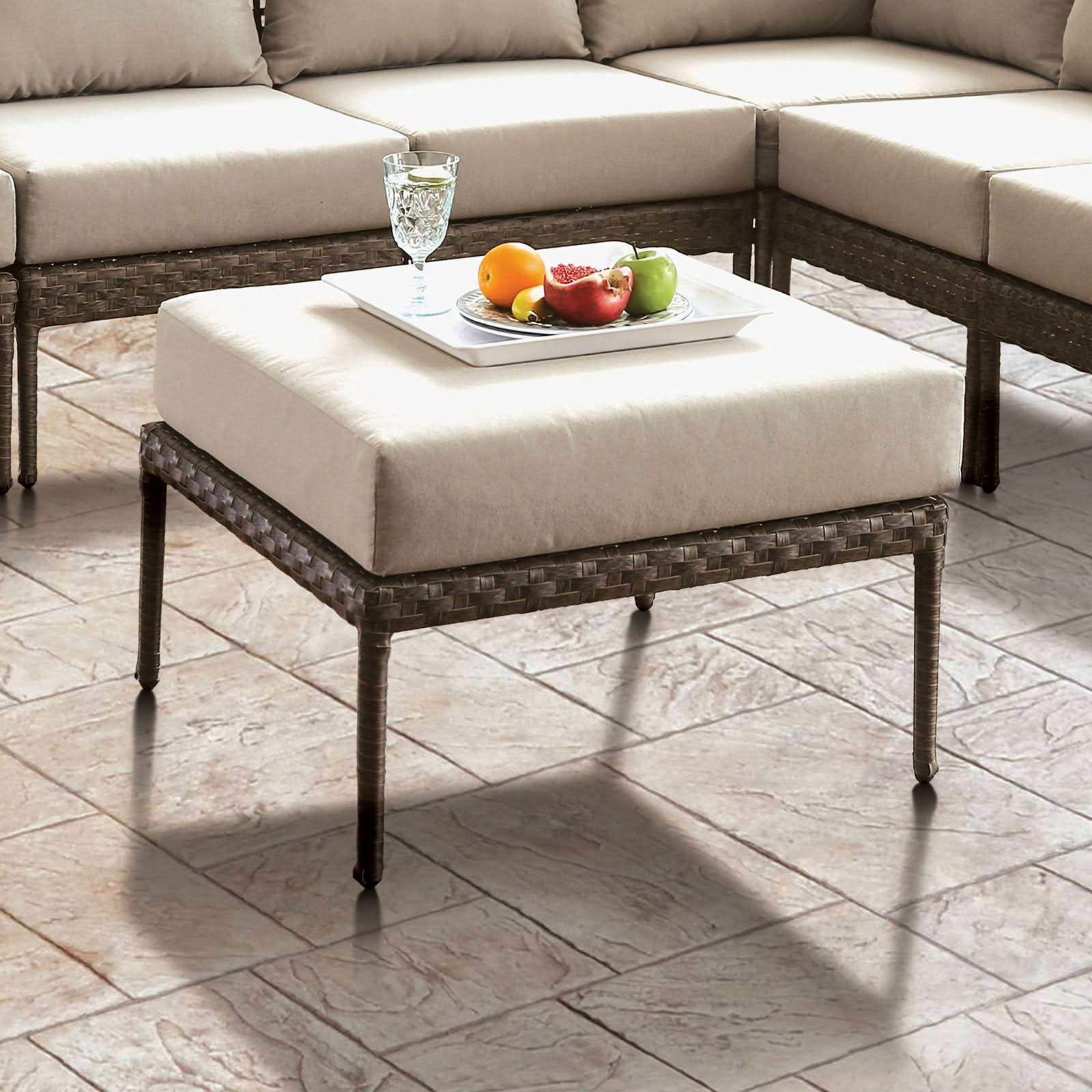 Gray/Beige Patio Ottoman C814655