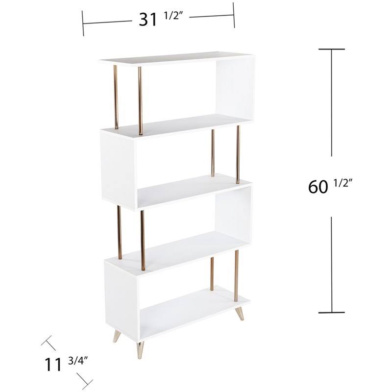 White and Champagne 4 Shelf Bookcase P32491