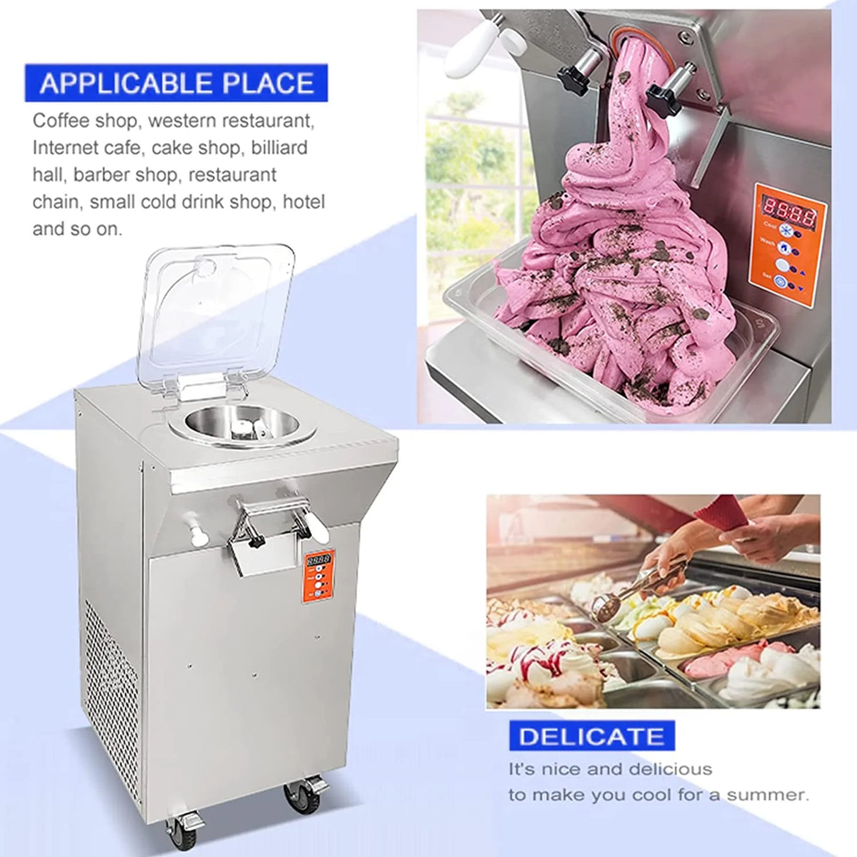 Commercial ETL Vertical Gelato Hard Ice Cream Machine, 5.8L Cylinder Q776
