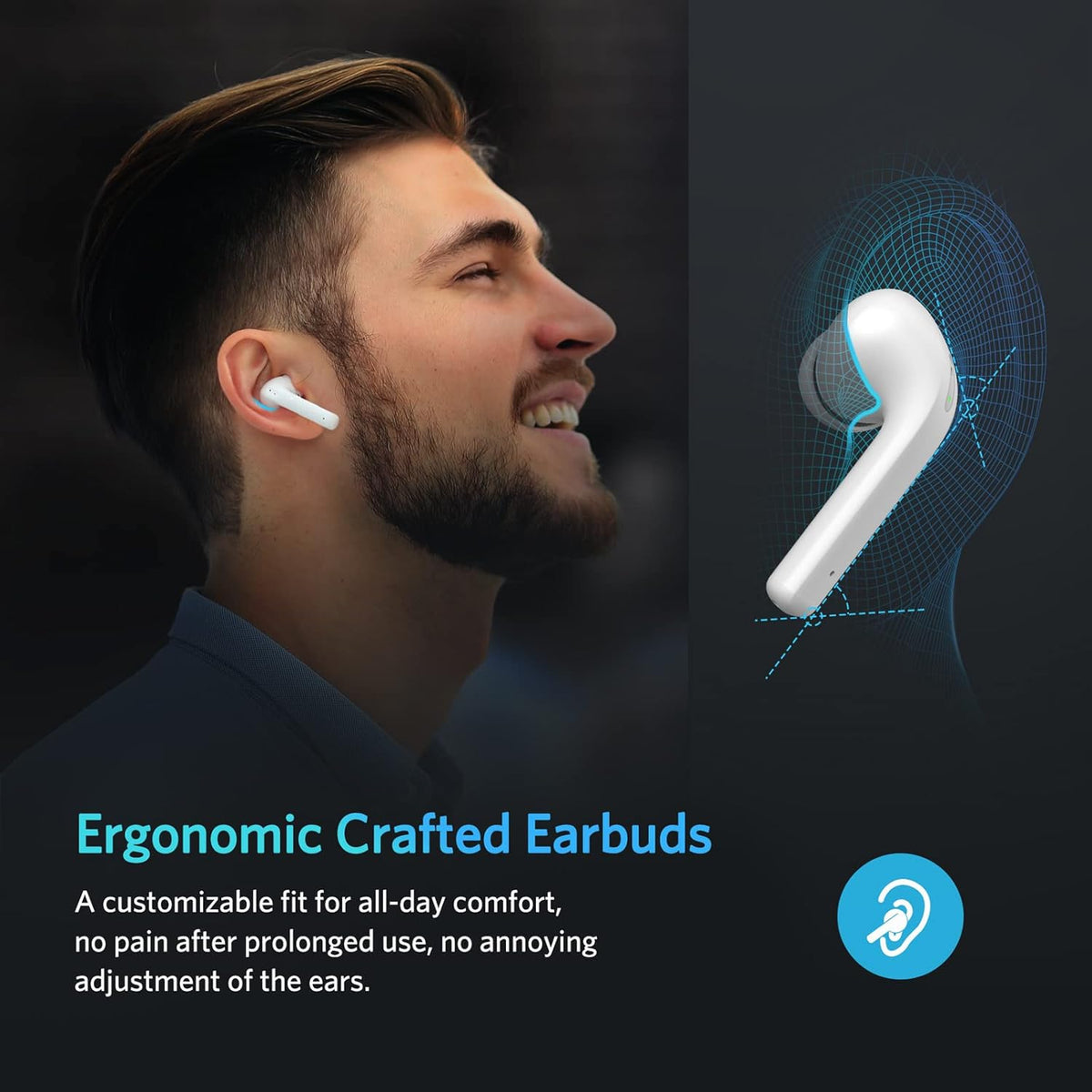 White Pack of 2 Bluetooth Noise Cancelling True Wireless Earbuds T576