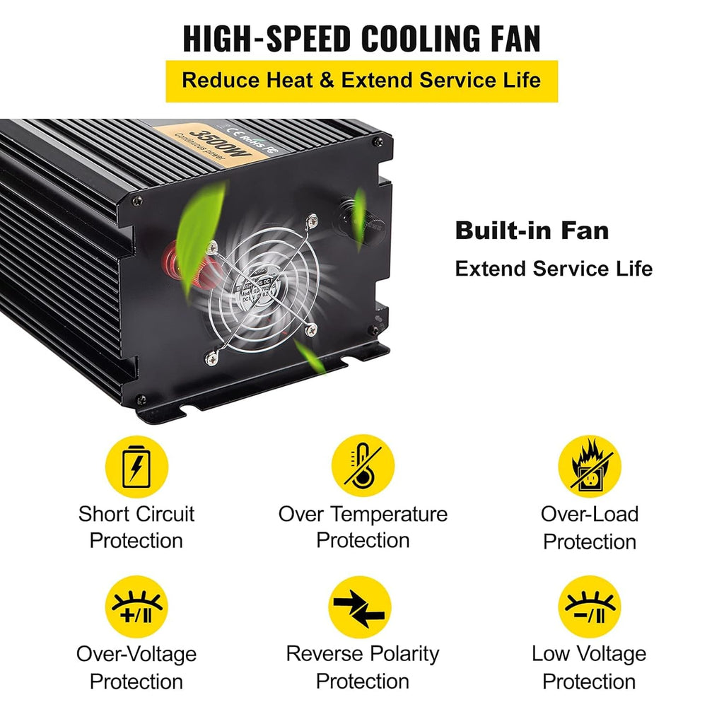 3500W Modified Sine Wave Power Inverter DC 24V to AC 120V with LCD Display Remote Controller Q403192