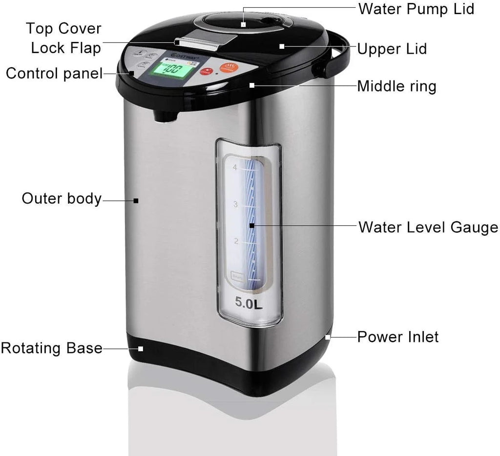5-Liter Stainless Steel Electric Hot Water Boiler U6593