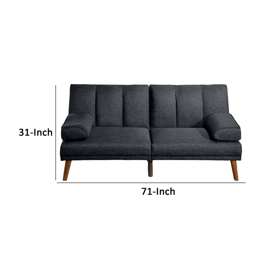 Black Adjustable Futon Sofa Bed with Vertical Channel Tufting N5461