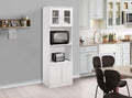 White Wood Glass Kitchen Pantry Microwave Cabinet B720