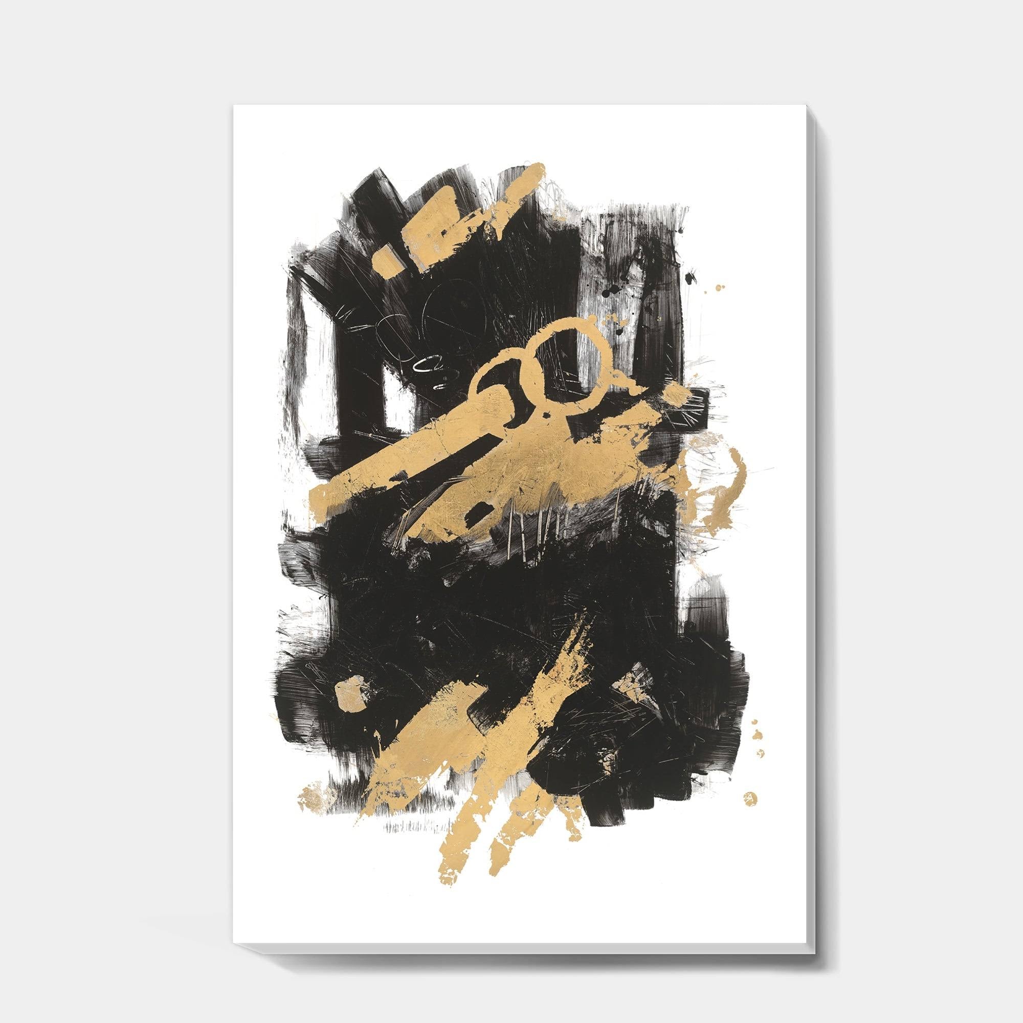 Gold and Black Modern Glam Canvas Artwork Print - 30 in. Wide x 40 in. High C556