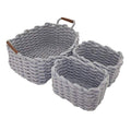 Set of 3 White Cotton Rope Woven Storage Basket D63771