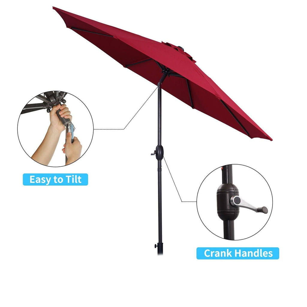 Red 9ft Waterproof Patio Umbrella with Tilt and Crank S16755