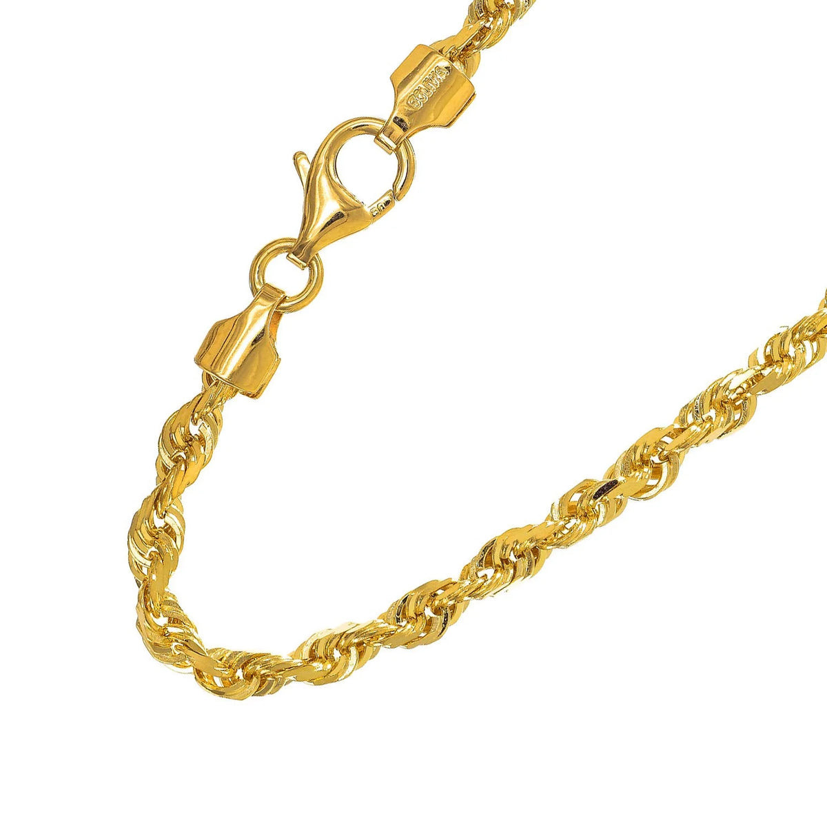 18" Solid Yellow Gold Diamond-cut Rope Chain M612950