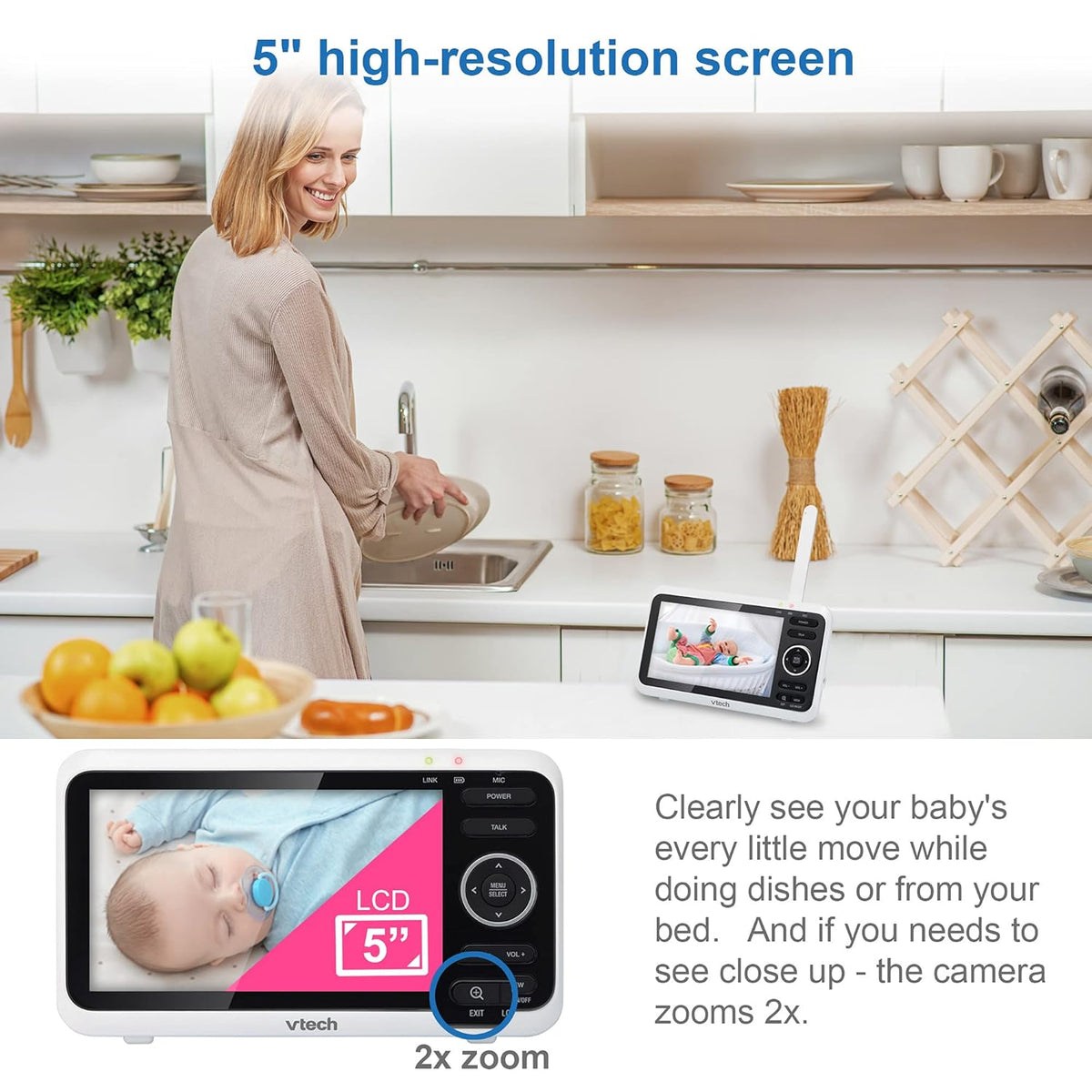 Video Monitor with 5 Screen, 2 Cameras, 1000ft Range, Night Vision, 2-Way Talk G3036