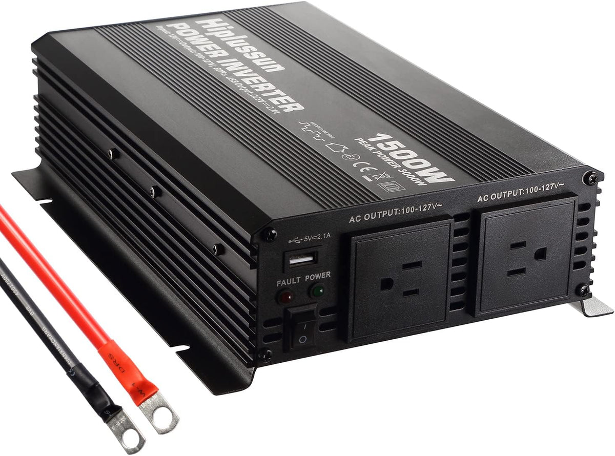 1500 Watt 12v to 110v Power Inverter DC to AC Modified Sine Wave with USB Port and Dual AC Outlets M5190