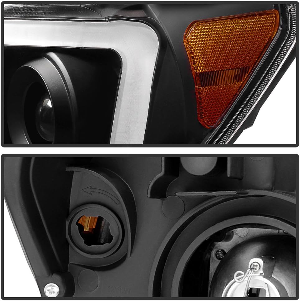 Black LED Tube Projector Headlights Pair P7729