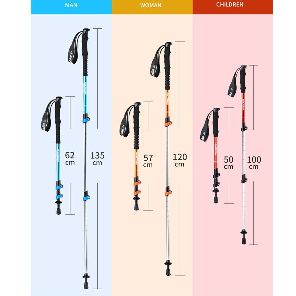 Folding Walking Stick Cane Telescopic Hiking Trekking Poles Retractable with Bag Y367650