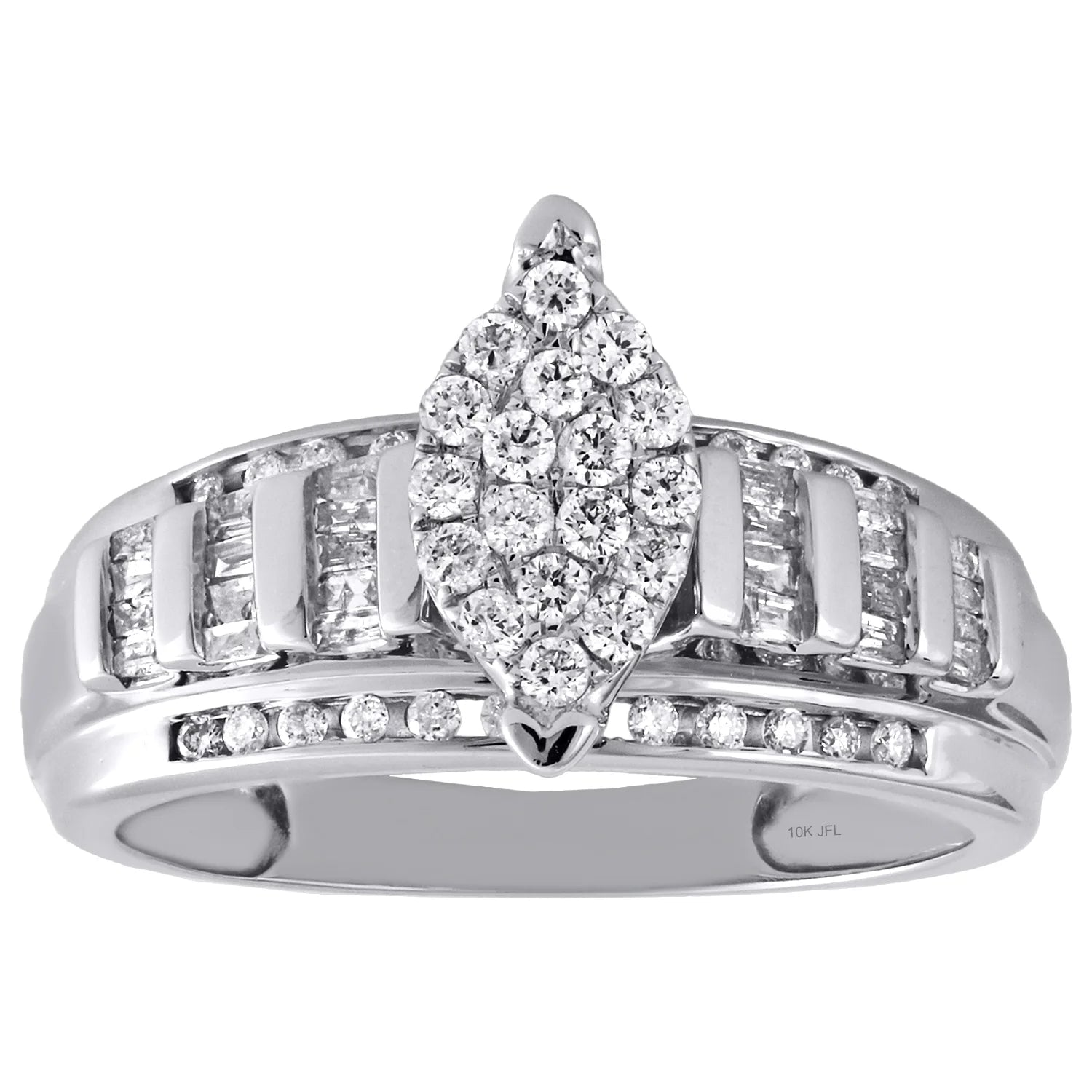 10K White Gold Diamond Cluster Engagement Ring 0.50 Ct. K589319