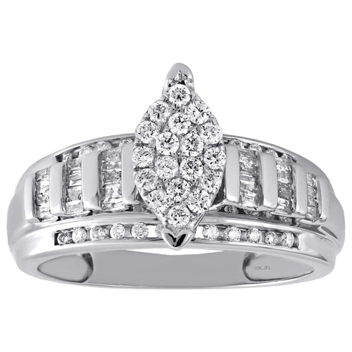 10K White Gold Diamond Cluster Engagement Ring 0.50 Ct. K589319
