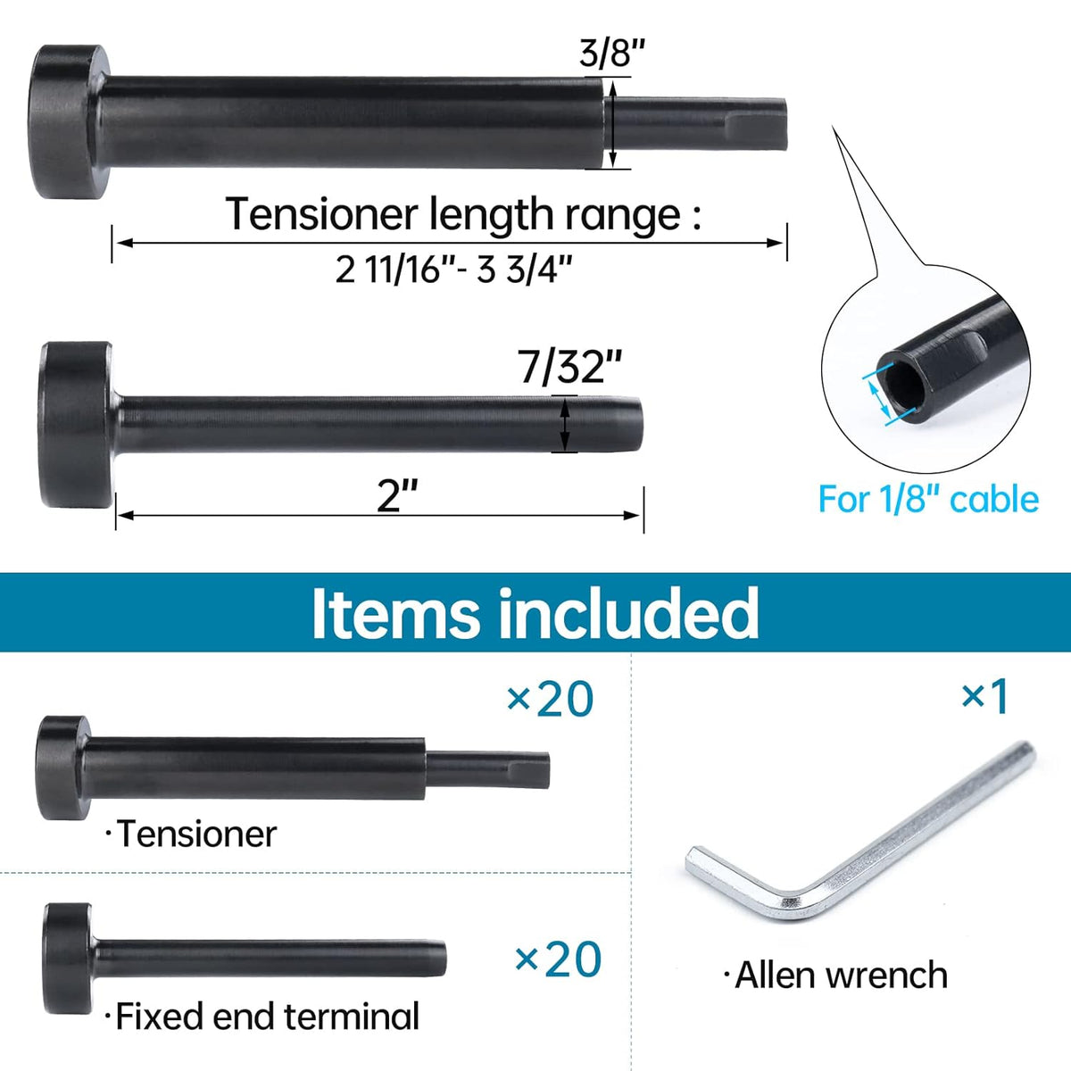 Black Invisible Cable Railing Kit 1/8 T316 Stainless Steel H915