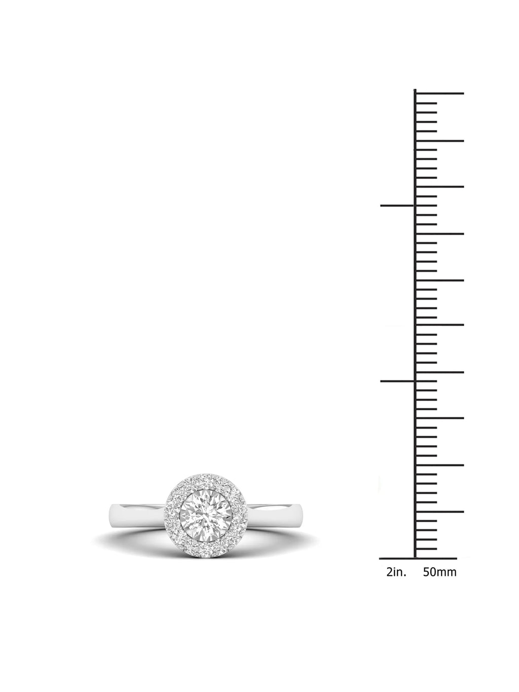 10K White Gold Single Stone Halo Engagement Ring V847
