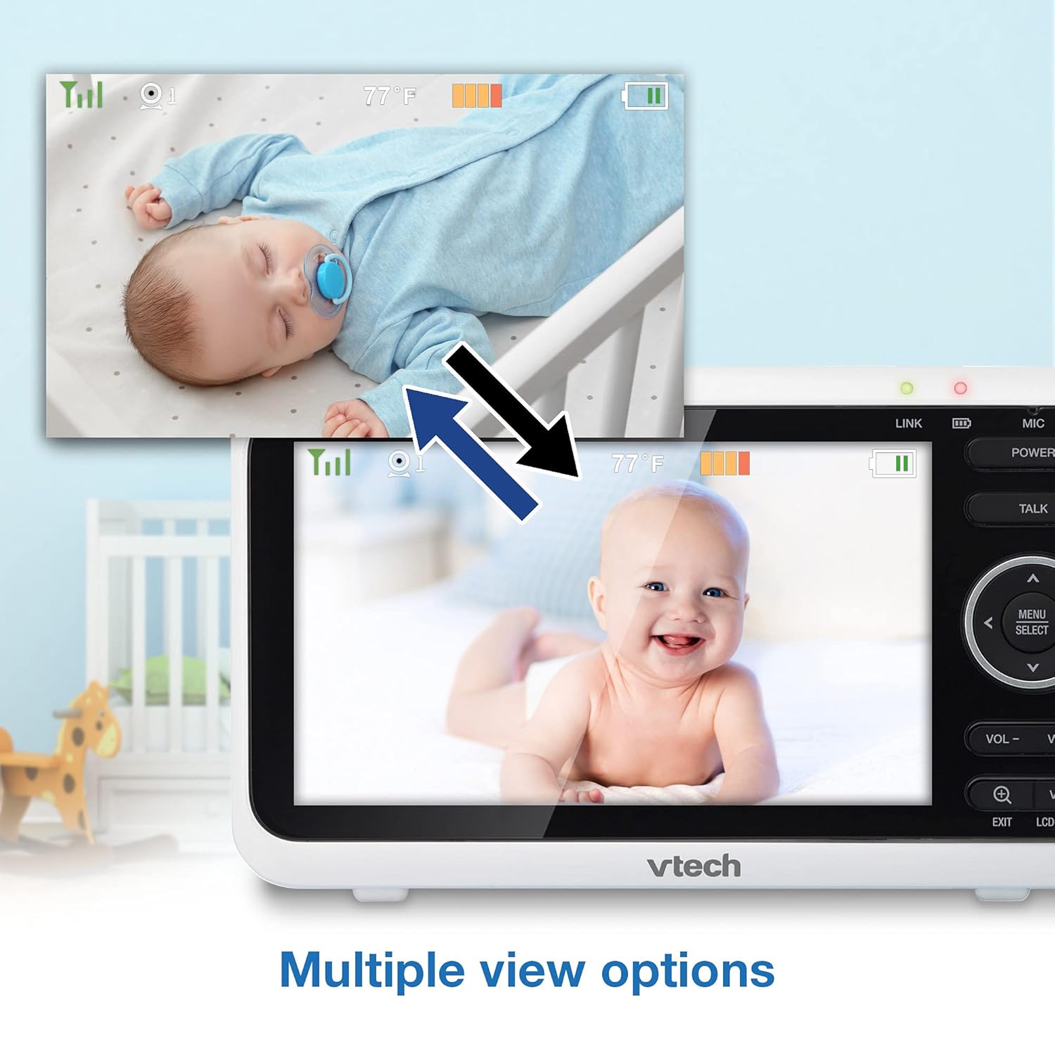 Video Monitor with 5 Screen, 2 Cameras, 1000ft Range, Night Vision, 2-Way Talk G3036