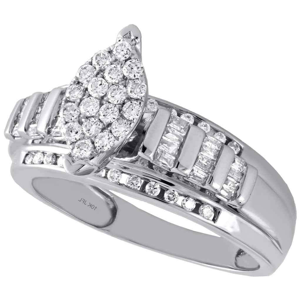10K White Gold Diamond Cluster Engagement Ring 0.50 Ct. K589319