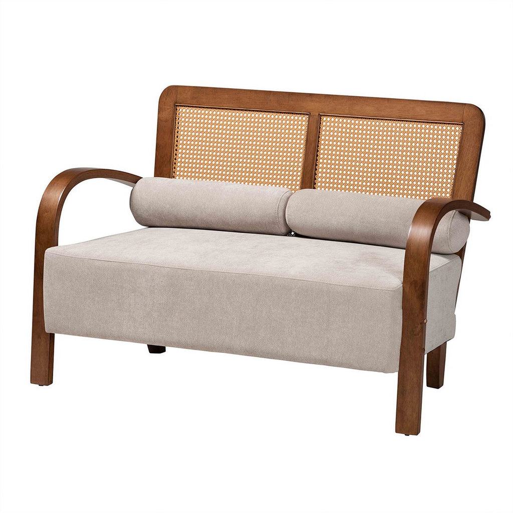 Sage Gray Fabric and Brown Wood 3-Piece Living Room Set F751639