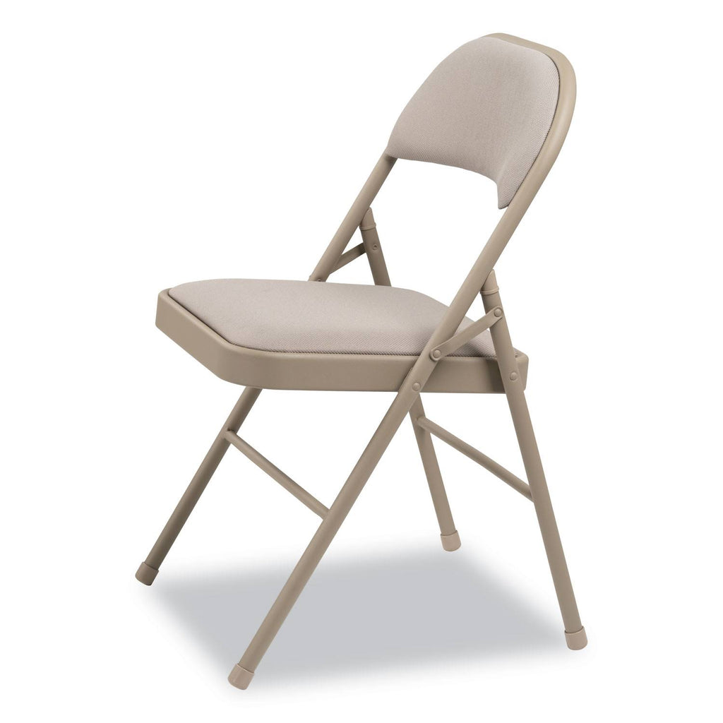 Steel Folding Chair with Fabric Back and Seat, Tan, 4/Carton E3152