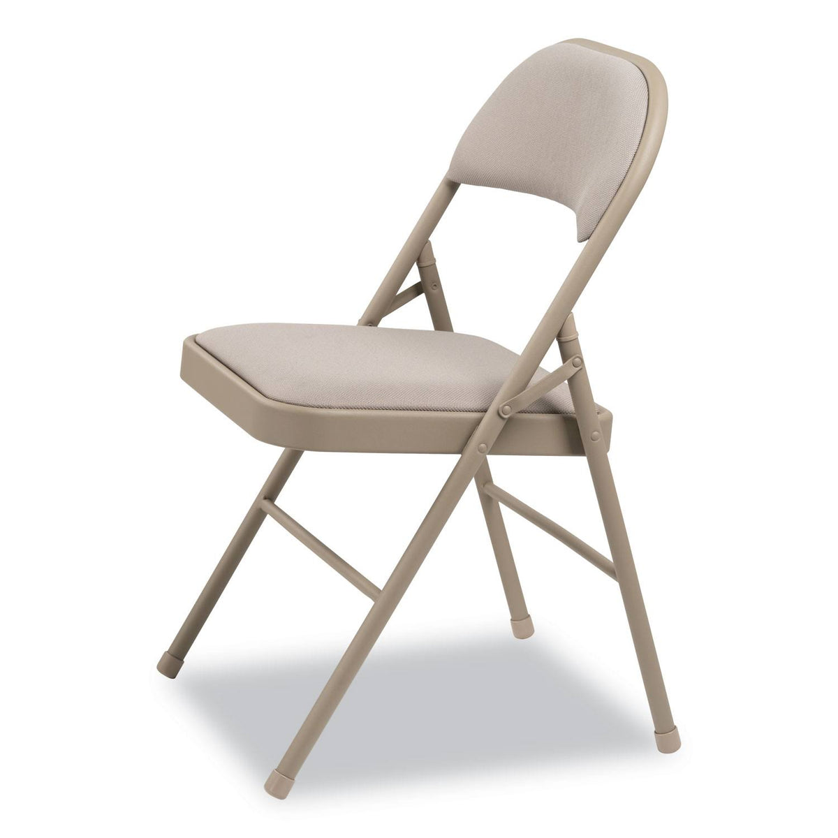 Steel Folding Chair with Fabric Back and Seat, Tan, 4/Carton E3152