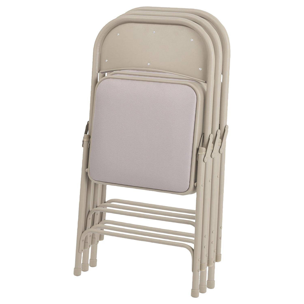 Steel Folding Chair with Fabric Back and Seat, Tan, 4/Carton E3152