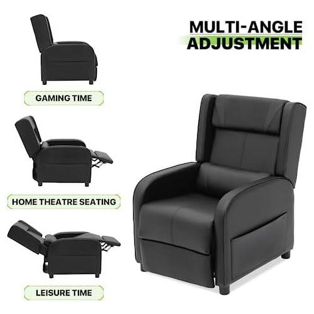 Black PU Leather Gaming Recliner Chair with Adjustable Back and Footrest B382308