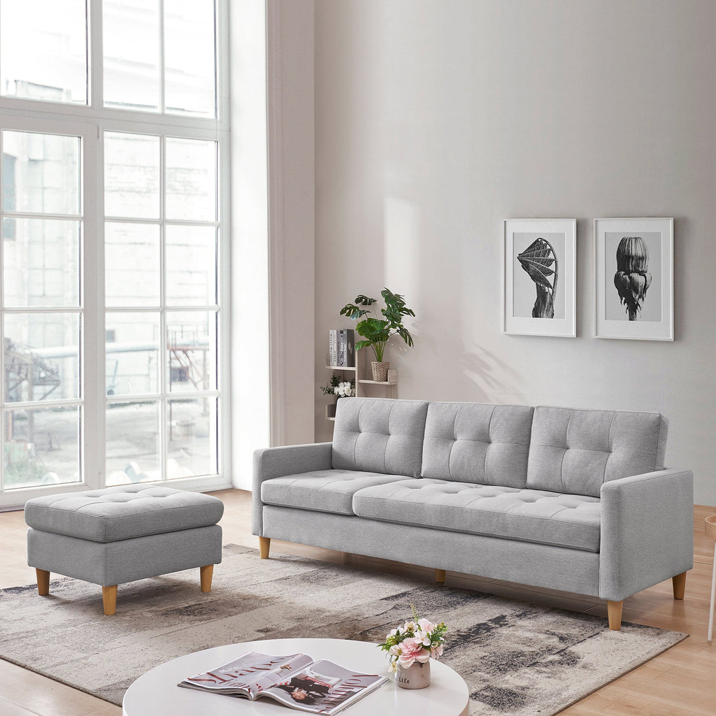 Light Grey Convertible Sectional Sofa with Ottoman G13344