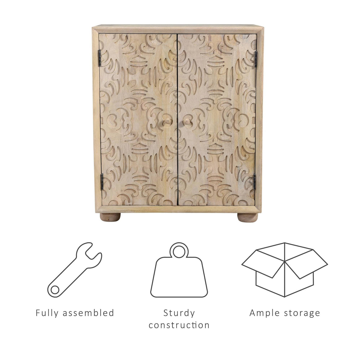 2 Door Carved Cabinet Natural G4577