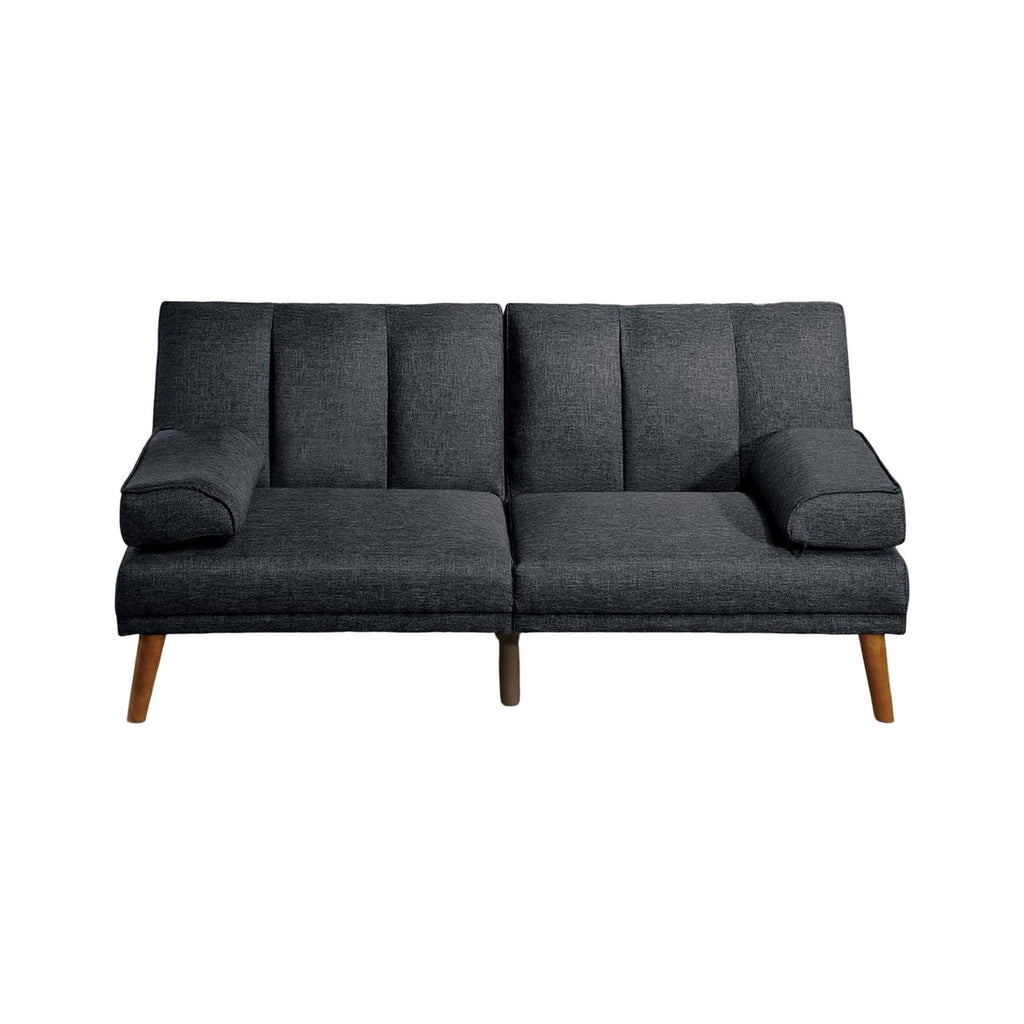 Black Adjustable Futon Sofa Bed with Vertical Channel Tufting N5461