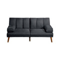 Black Adjustable Futon Sofa Bed with Vertical Channel Tufting N5461