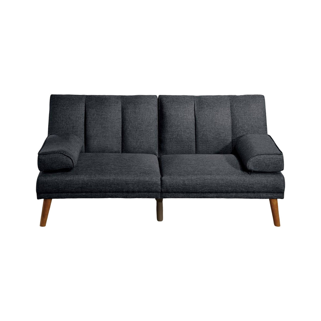 Black Adjustable Futon Sofa Bed with Vertical Channel Tufting N5461