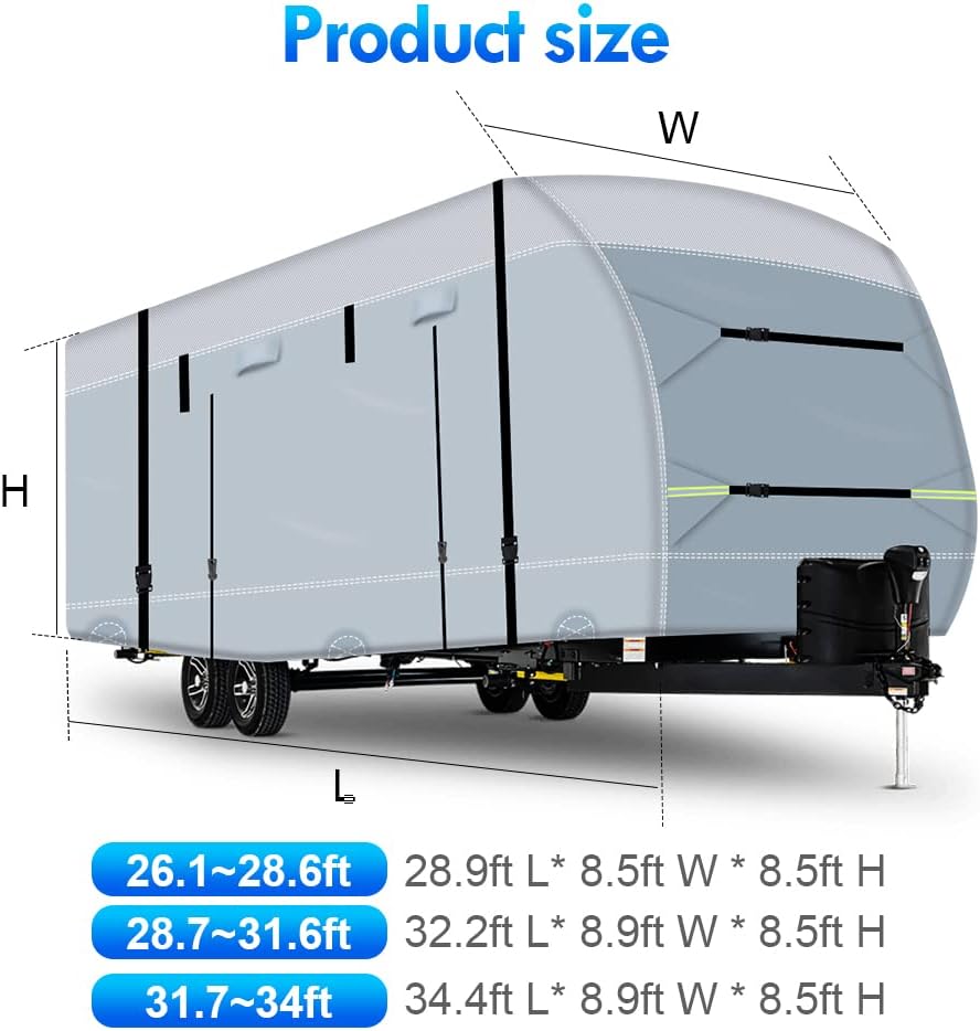 600D Ripstop RV Cover with 4 Tire Covers & Tongue Jack Cover & 6 Gutter Cover N787140