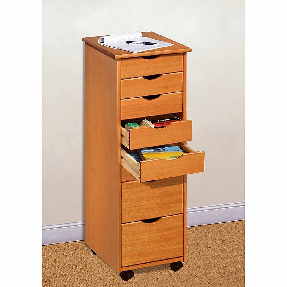 8-Drawer Roller Cart in Pine Z26005