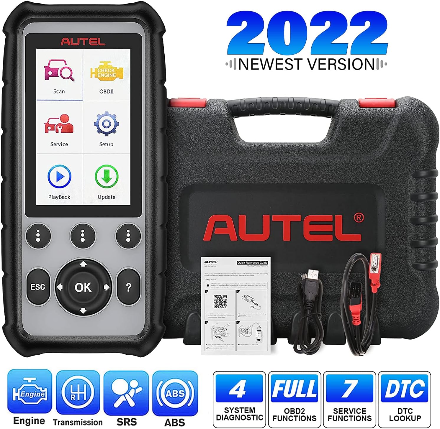 4 System Car Diagnostic Tool with ABS, Engine, Transmission, SRS OBD2 Functions B6637